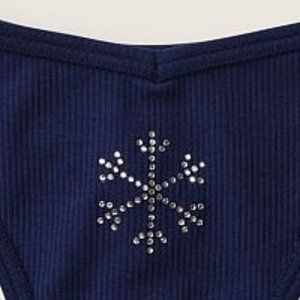 Snowflake VS PINK COTTON THONG UNDERWEAR Christmas X-Mas Holiday Panty Ribbed